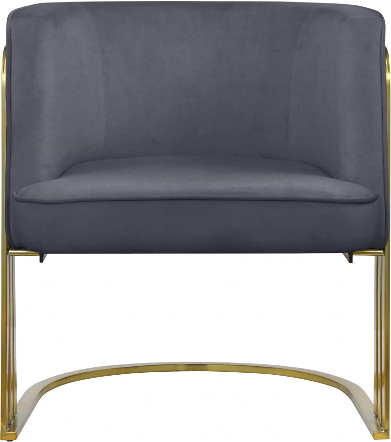 Rays Velvet Upholstered Accent Chair in Grey - 533Grey
