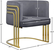 Rays Velvet Upholstered Accent Chair in Grey - 533Grey
