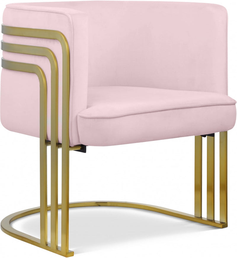 Rays Velvet Upholstered Accent Chair in Pink - 533Pink