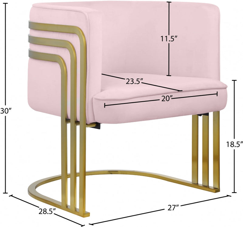 Rays Velvet Upholstered Accent Chair in Pink - 533Pink