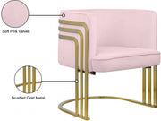 Rays Velvet Upholstered Accent Chair in Pink - 533Pink