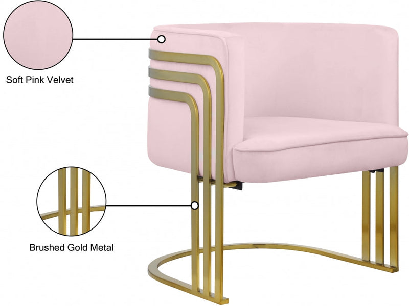 Rays Velvet Upholstered Accent Chair in Pink - 533Pink