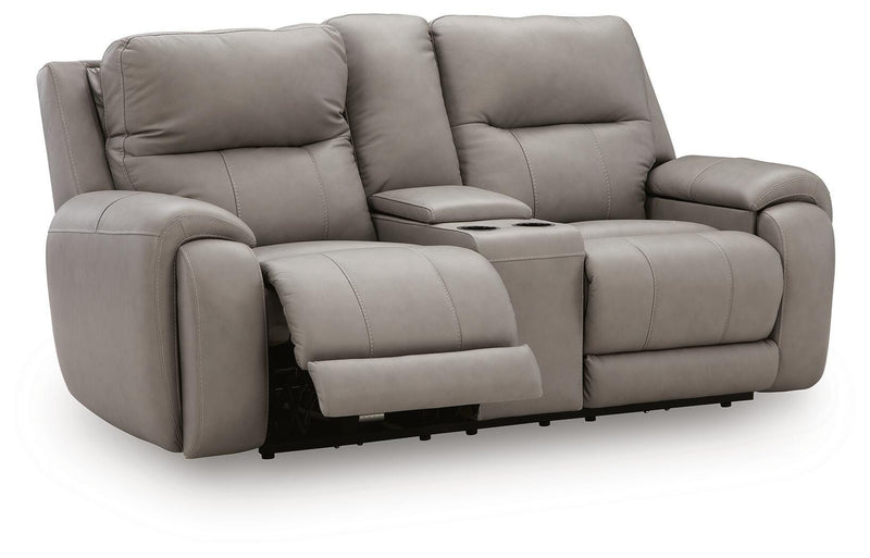 Real Moments Ash Power Reclining Loveseat with Audio Seating - PCU1370018A