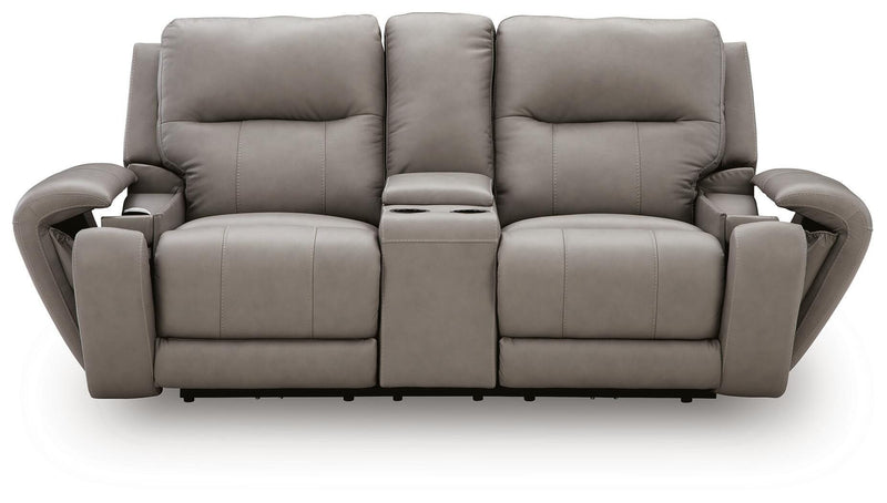 Real Moments Ash Power Reclining Loveseat with Audio Seating - PCU1370018A