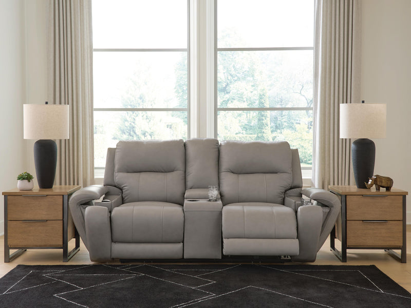 Real Moments Ash Power Reclining Loveseat with Audio Seating - PCU1370018A
