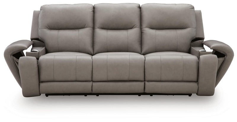 Real Moments Ash Power Reclining Sofa with Audio Seating - PCU1370015A