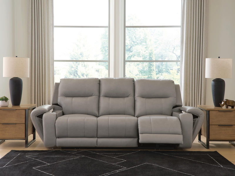 Real Moments Ash Power Reclining Sofa with Audio Seating - PCU1370015A
