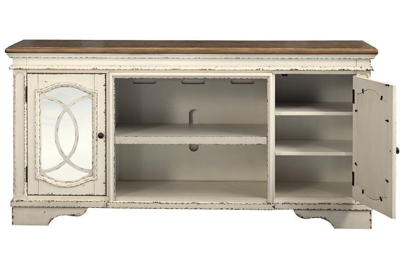 Realyn Chipped White 74" TV Stand - Gate FurnitureTV Stand