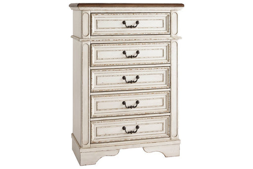Realyn Chipped White Chest of Drawers - Gate FurnitureChest