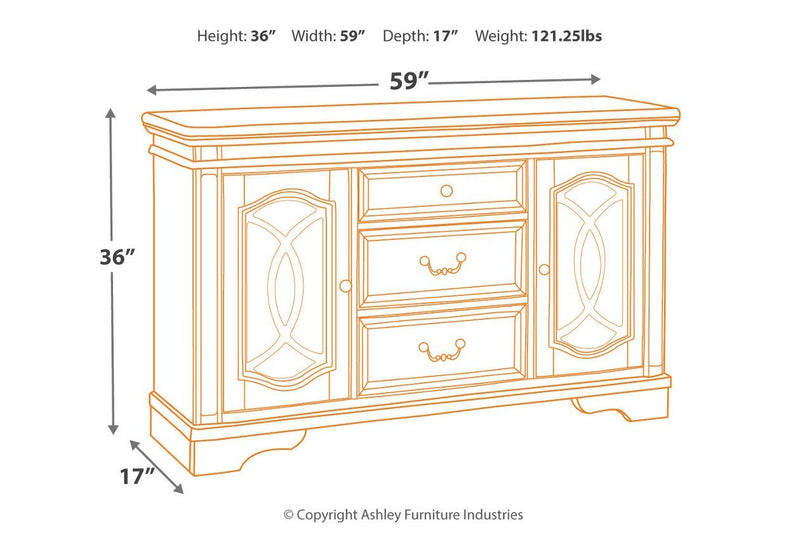 Realyn Chipped White Dining Server - Gate FurnitureCabinet