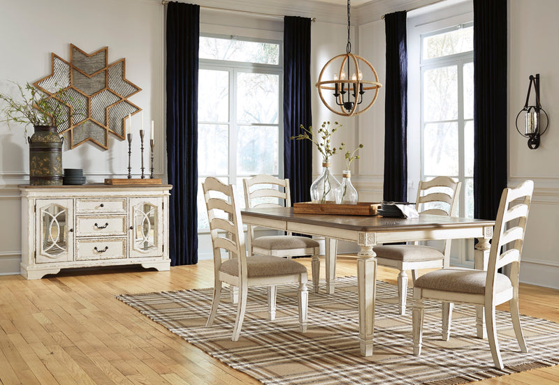Realyn Chipped White Extendable Ladder Dining Set - Gate FurnitureDining Room Set