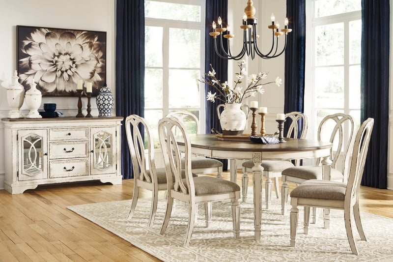 Realyn Chipped White Extendable Round/Oval Ladder Dining Set - Gate FurnitureDining Room Set