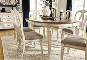 Realyn Chipped White Extendable Round/Oval Ribbon Dining Set - Gate FurnitureDining Room Set