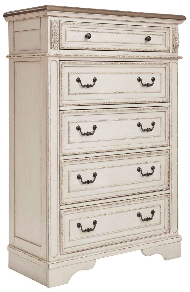 Realyn Chipped White Footboard Storage Platform Bedroom Set - Gate FurnitureBedroom Set