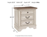 Realyn Chipped White Full Panel Bed, Dresser and Nightstand - B743B26