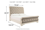 Realyn Chipped White Queen Sleigh Bed - Gate FurnitureQueen Bed