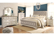 Realyn Chipped White Queen Sleigh Bed - Gate FurnitureQueen Bed