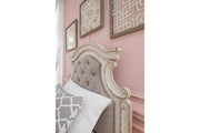 Realyn Chipped White Queen Upholstered Panel Bed - Gate FurnitureQueen Bed