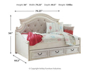 Realyn Chipped White Twin Daybed with 1 Large Storage Drawer - B743B15