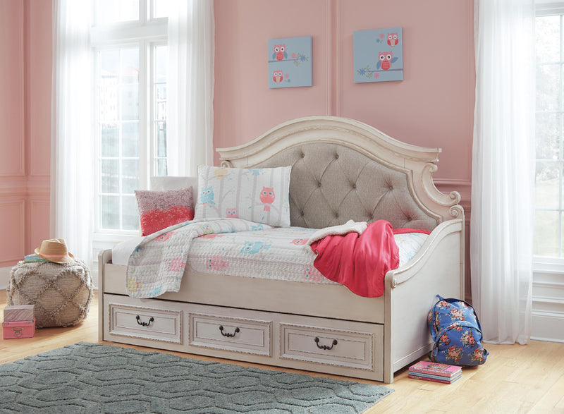 Realyn Chipped White Twin Daybed with 1 Large Storage Drawer - B743B15