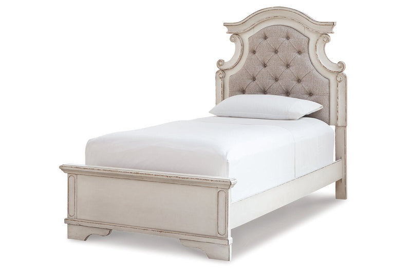Realyn Chipped White Twin Panel Bed - Gate FurnitureTwin Bed