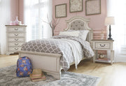 Realyn Chipped White Twin Upholstered Bed - Gate FurnitureTwin Bed
