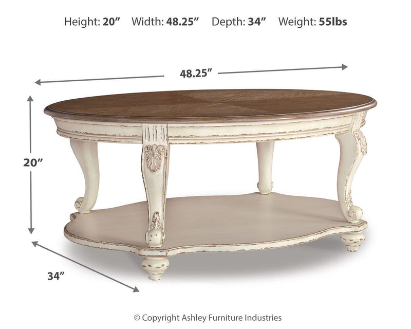 Realyn Coffee Table, 2 Ends and Console - T743T3
