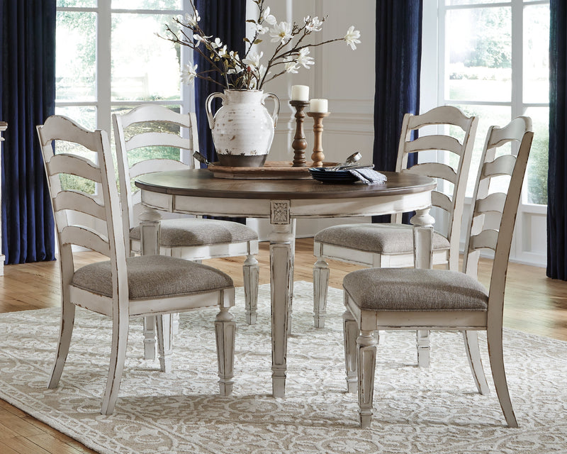 Realyn Chipped White 5-Piece Oval/Round Dining Table Set from Ashley - Luna Furniture