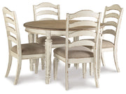 Realyn Chipped White 5-Piece Oval/Round Dining Table Set from Ashley - Luna Furniture