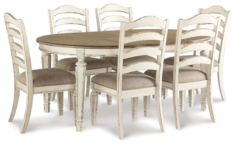 Realyn Chipped White 7-piece Oval/Round Dining Table Set from Ashley - Luna Furniture