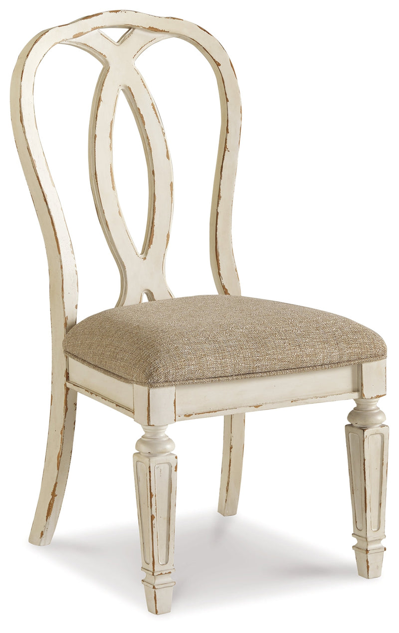 Realyn Chipped White Dining Table and 8 Ribbon Back Chairs from Ashley - Luna Furniture