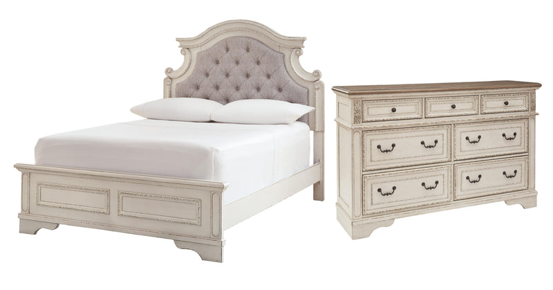 Realyn Full Panel Bed with Dresser in Chipped White - PKG006724