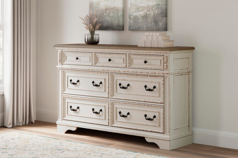 Realyn Full Upholstered Panel Bed and Dresser - B743B90