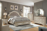 Realyn King Upholstered Bed with Mirrored Dresser and Chest in Two-tone - PKG010792