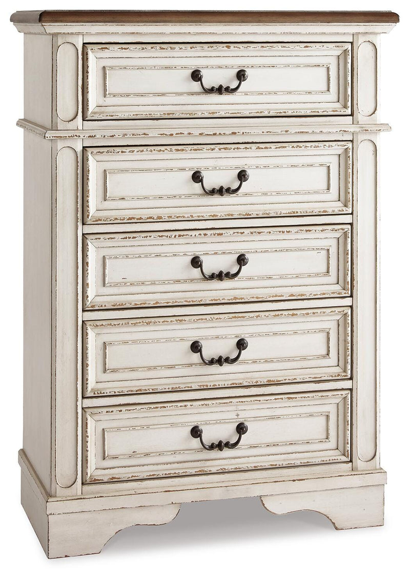 Realyn King Upholstered Panel Bed, Chest and 2 Nightstands - B743B91