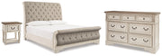 Realyn King Upholstered Sleigh Bed, Dresser and Nightstand - B743B108