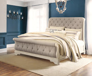 Realyn Queen Sleigh Bed with Dresser in Chipped White - PKG006666