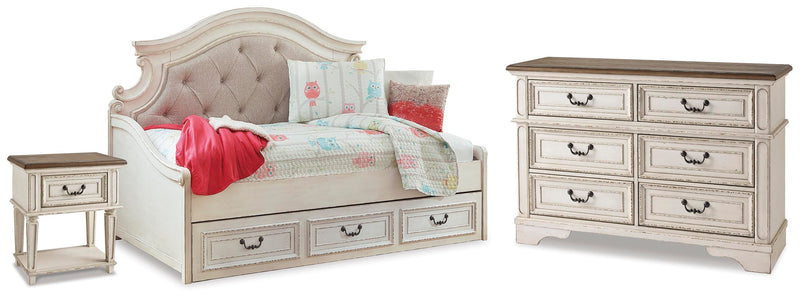 Realyn Twin Storage Daybed, Dresser and Nightstand - B743B92