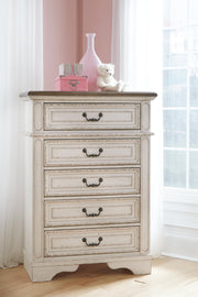 Realyn Twin Upholstered Panel Bed, Chest, Vanity and Nightstand - B743B99