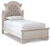 Realyn Twin Upholstered Panel Bed, Chest, Vanity and Nightstand - B743B99
