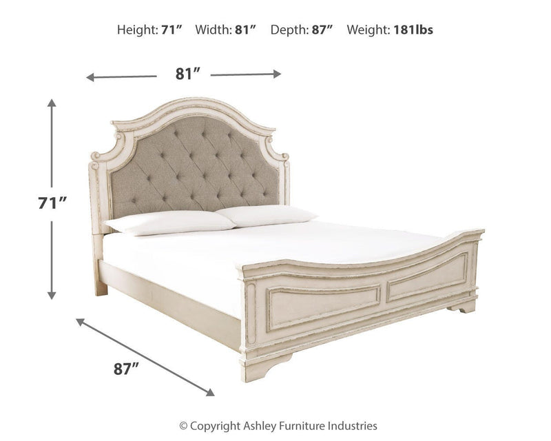 Realyn Two-tone California King Panel Bed, Dresser, Mirror and Nightstand - B743B31