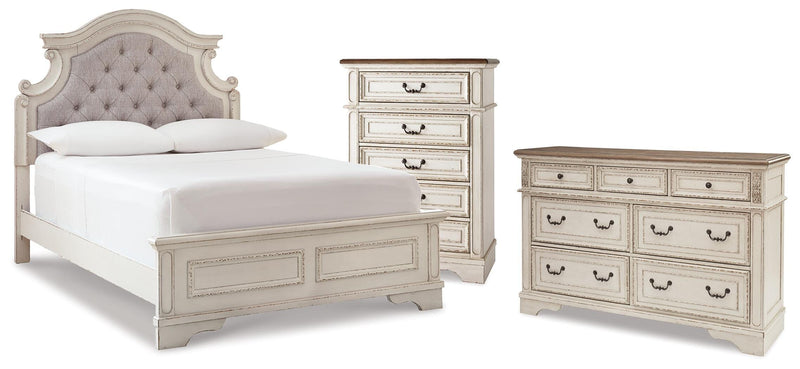 Realyn Two-tone Full Panel Bed, Dresser and Chest - B743B88