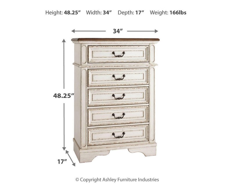 Realyn Two-tone Full Panel Bed, Dresser and Chest - B743B88