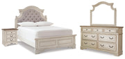 Realyn Two-tone Full Panel Bed, Dresser, Mirror and Nightstand - B743B85