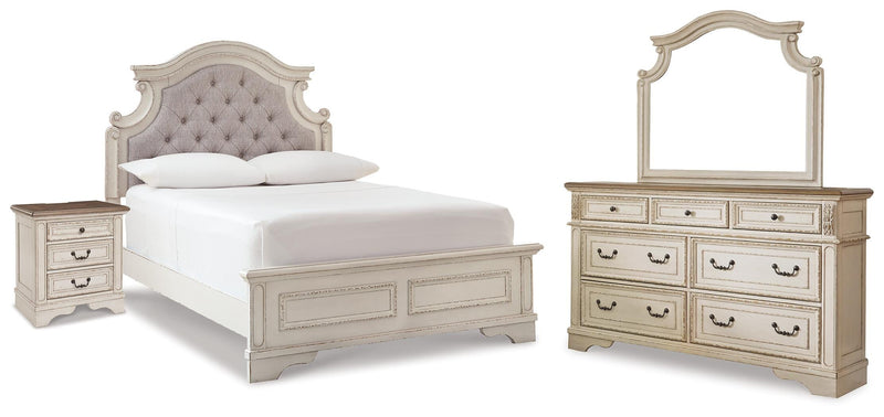 Realyn Two-tone Full Panel Bed, Dresser, Mirror and Nightstand - B743B85