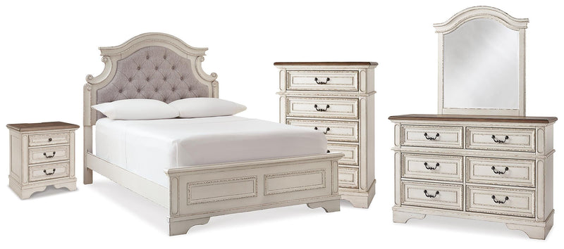 Realyn Two-tone Full Panel Bed, Dresser, Mirror, Chest and Nightstand - B743B81