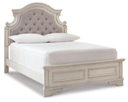 Realyn Two-tone Full Upholstered Panel Bed with Dresser - B743B34