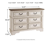 Realyn Two-tone Full Upholstered Panel Bed with Dresser - B743B34