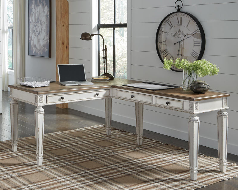 Realyn Two-tone Home Office Desk and Bookcase - H743H3
