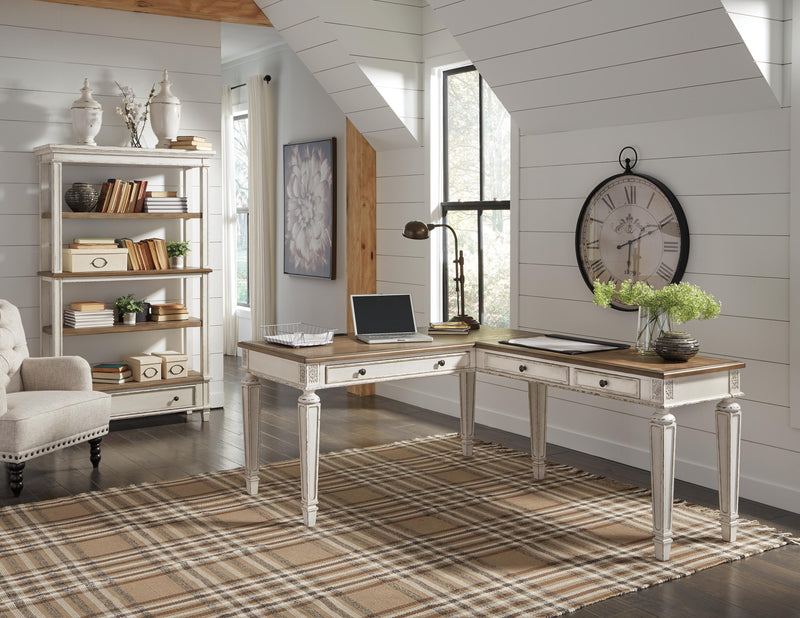 Realyn Two-tone Home Office Desk and Bookcase - H743H3